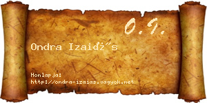 Ondra Izaiás névjegykártya